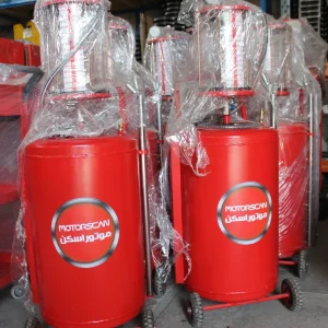 Industrial pneumatic oil suction device with hose for fast and safe engine oil extraction in workshops