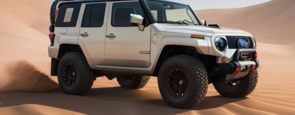 خودرو SUV در حال رانندگی در مسیر آفرود با چرخ‌های بالانس شده
